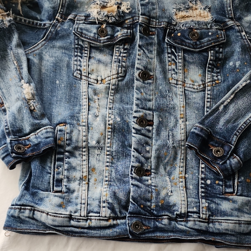 Boy's Evolution In Design Distressed Blue Denim Jacket - Picture 3 of 12